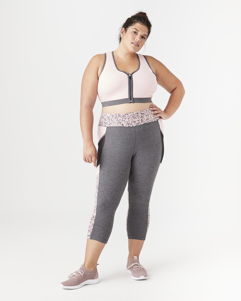 Plus size model with hourglass body shape wearing Lena Cotton Capri Legging by Rainbeau Curves | Dia&Co | dia_product_style_image_id:141081